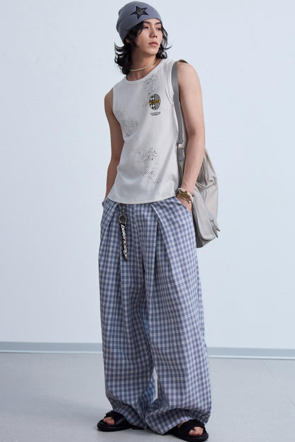 Plaid Wide-Leg Trousers