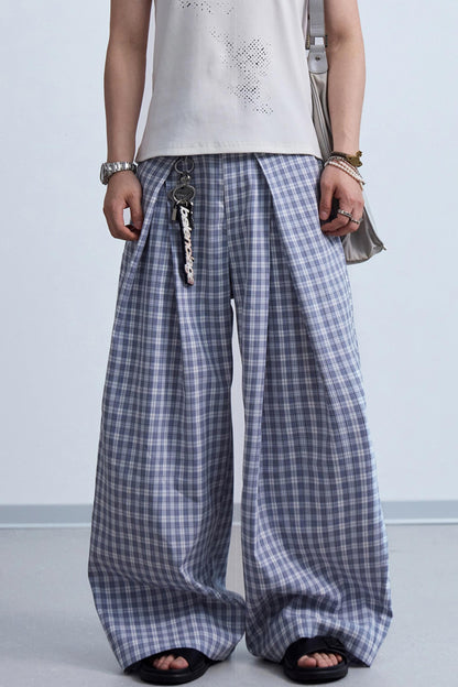 Plaid Wide-Leg Trousers