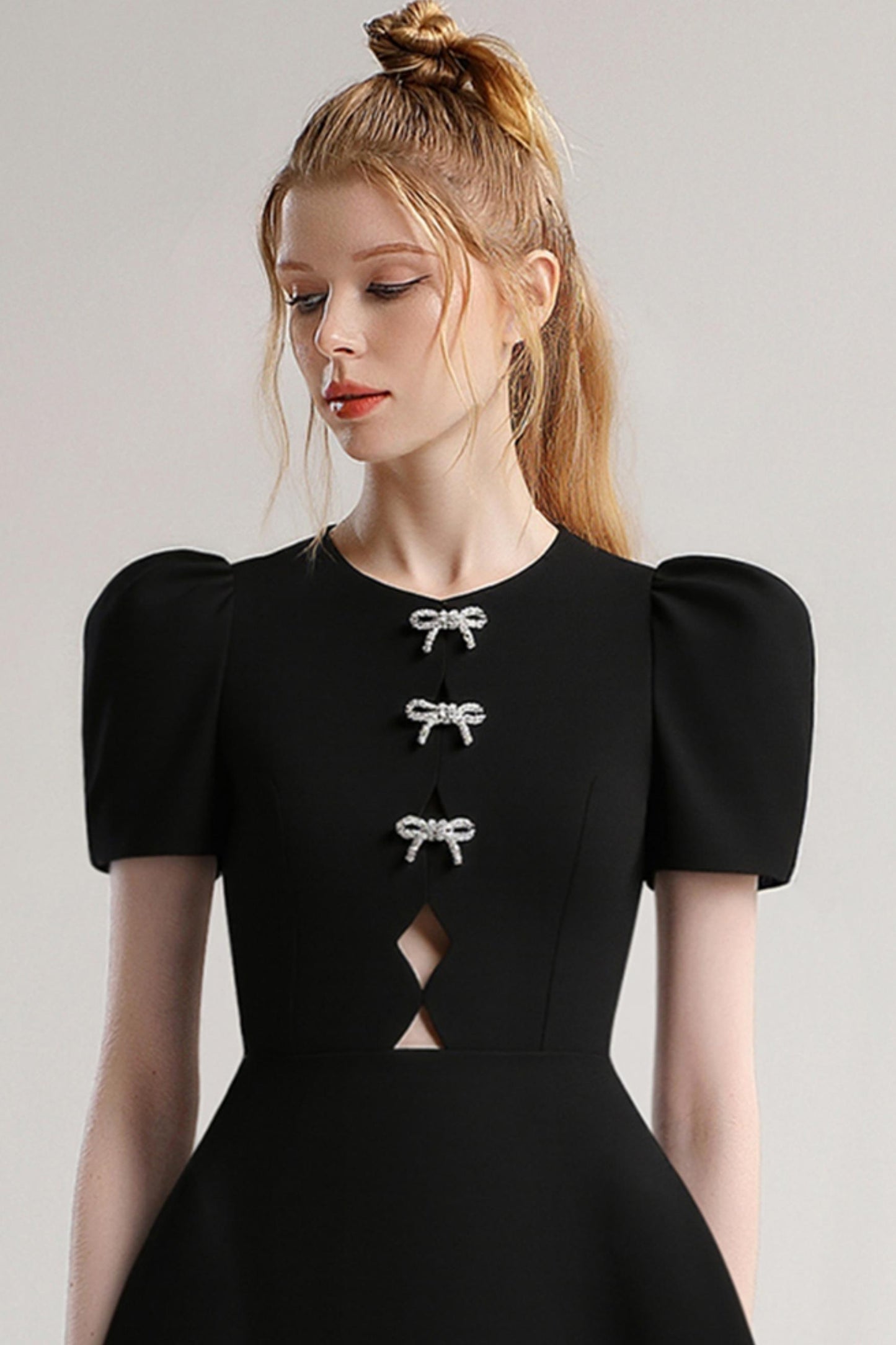 Bow-Accent Black Dress