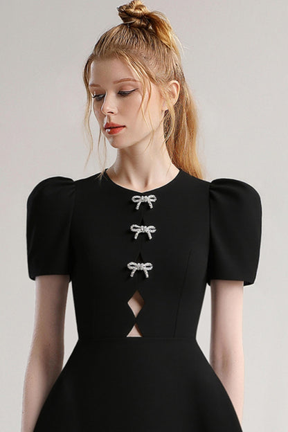Bow-Accent Black Dress