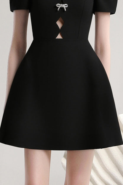 Bow-Accent Black Dress