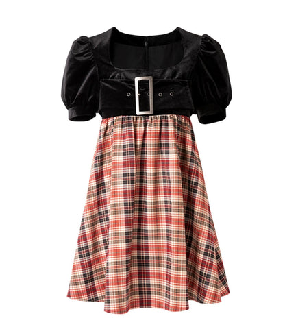 Plaid Velvet Bubble Dress