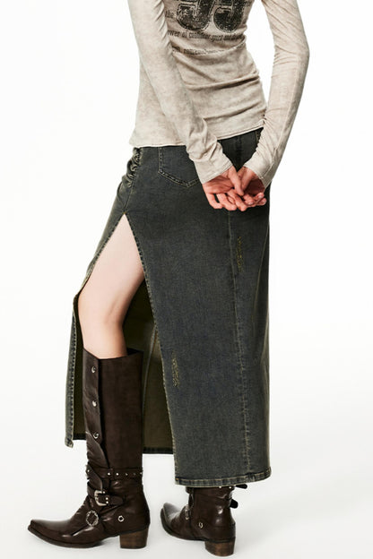 Retro Style Denim Half Skirt