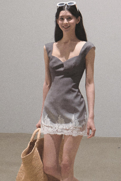 Nightfall Gingham Lace Mini Dress