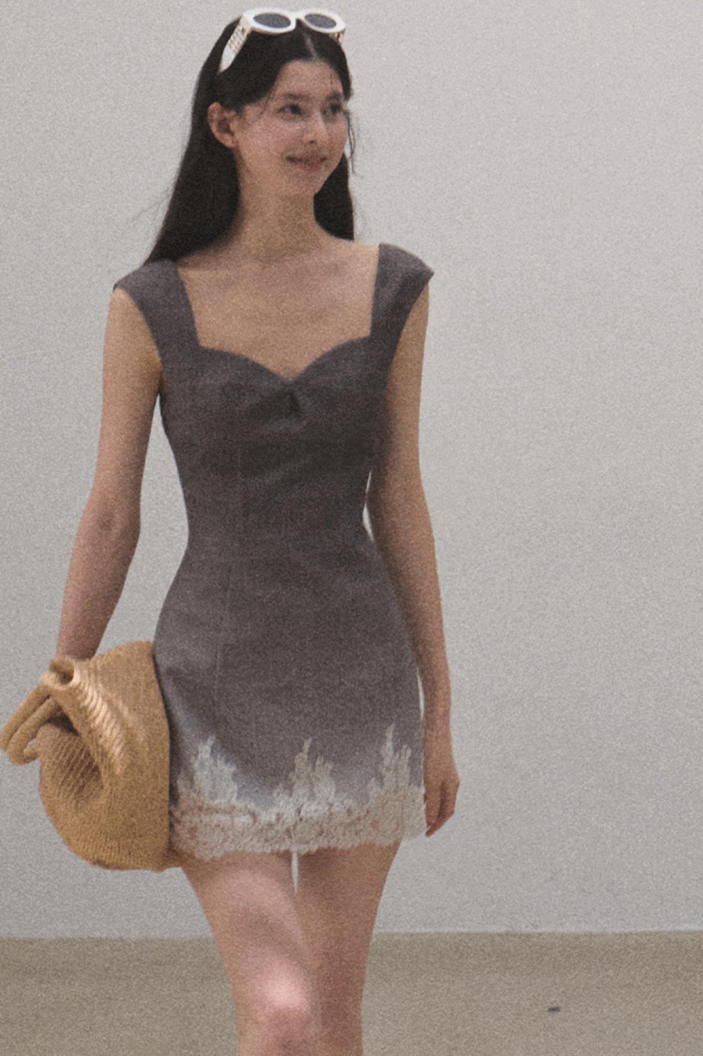 Nightfall Gingham Lace Mini Dress