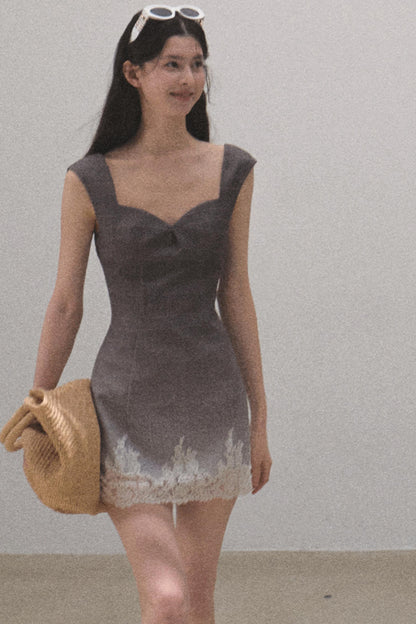 Nightfall Gingham Lace Mini Dress