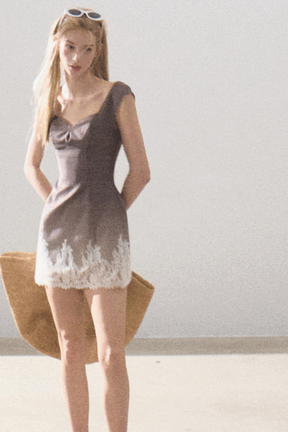 Nightfall Gingham Lace Mini Dress