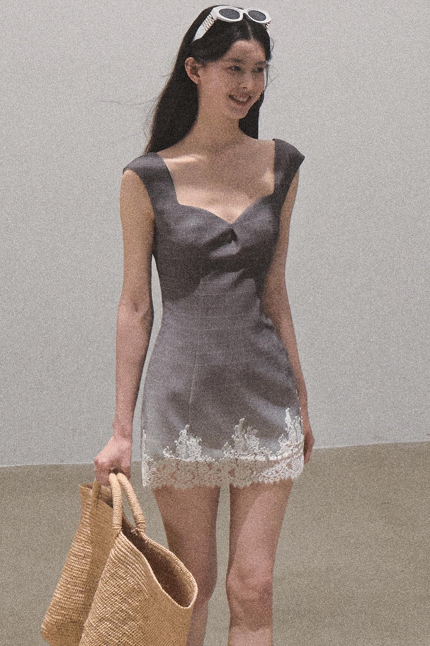 Nightfall Gingham Lace Mini Dress