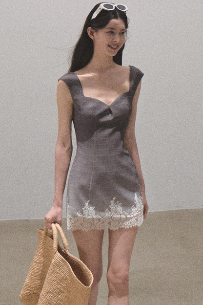 Nightfall Gingham Lace Mini Dress