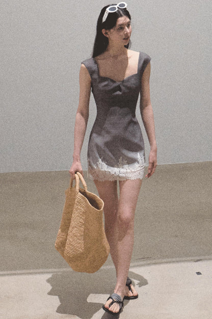 Nightfall Gingham Lace Mini Dress