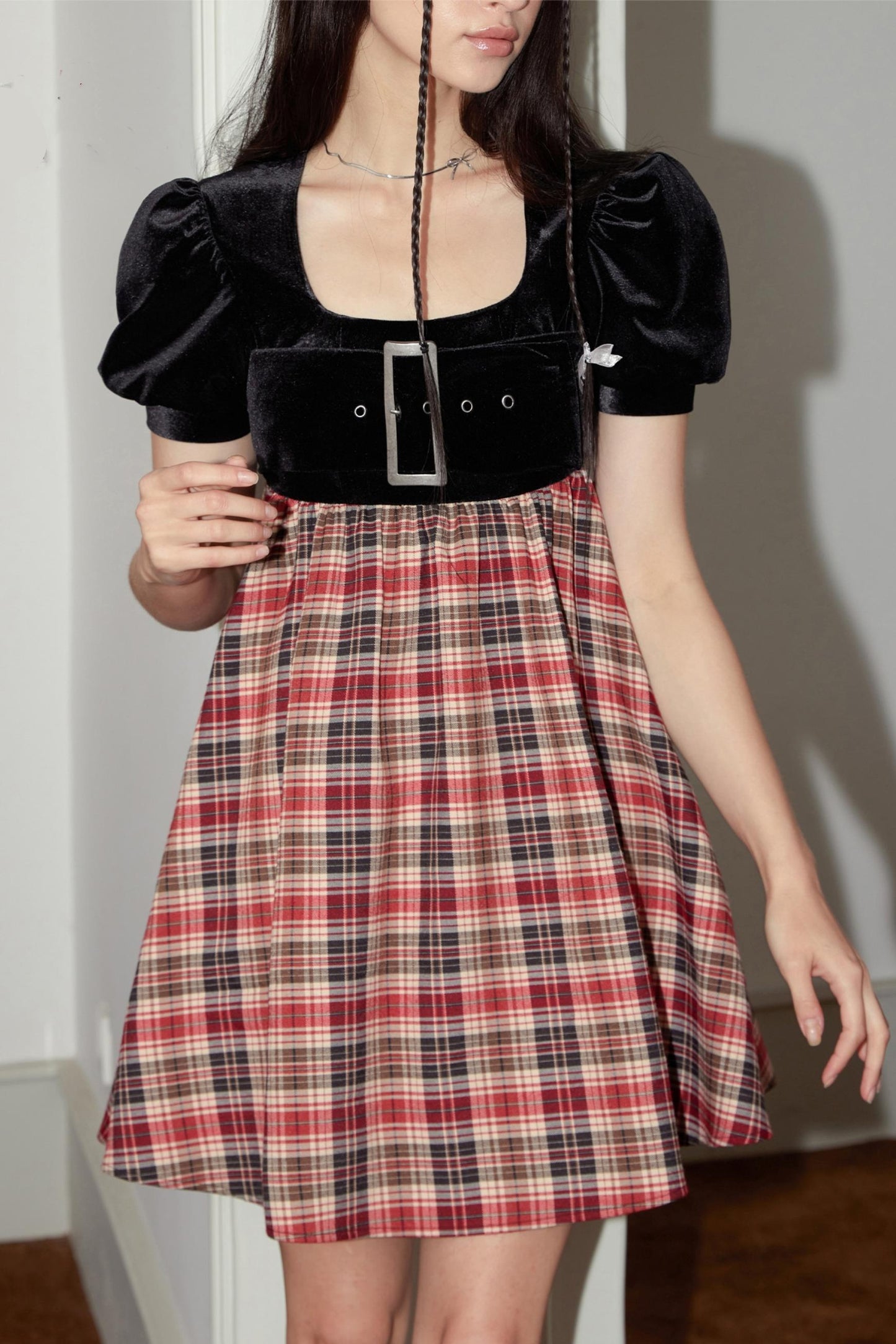 Plaid Velvet Bubble Dress
