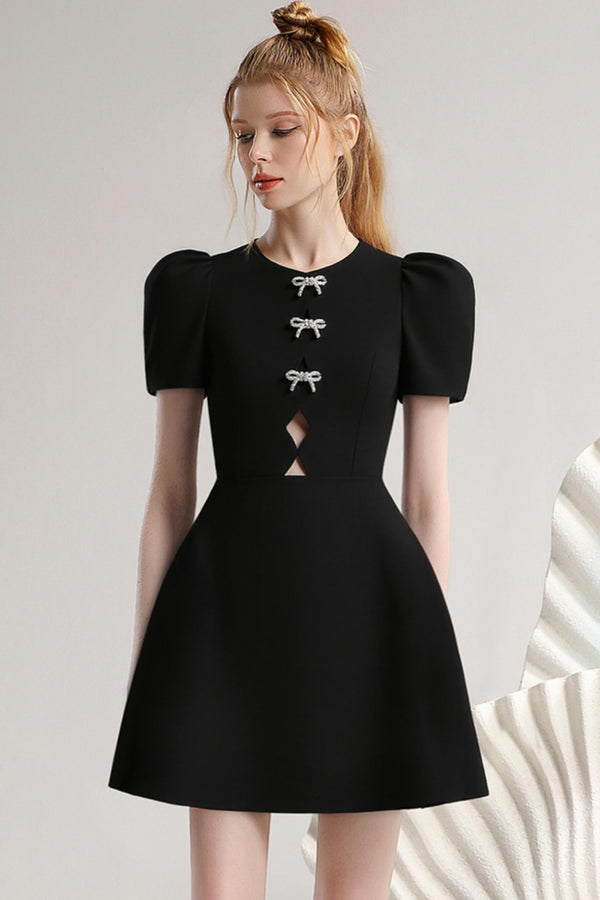 Bow-Accent Black Dress