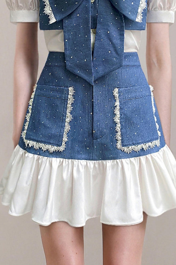 Youthful Colorblock Design Skirt