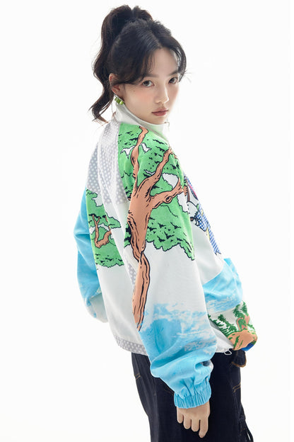 Retro Cartoon Print Jacket