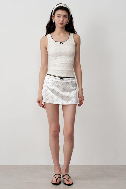 High-Support Satin Polka Dot A-line Skirt