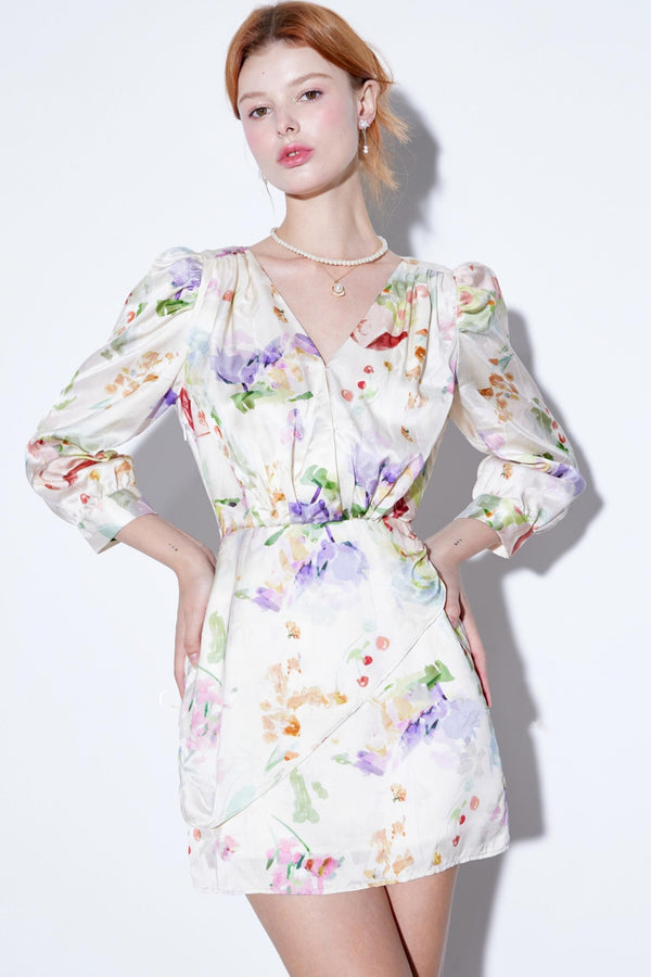 French Vintage Satin Jacquard Temperament Dress