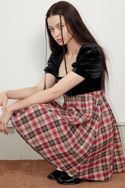 Plaid Velvet Bubble Dress