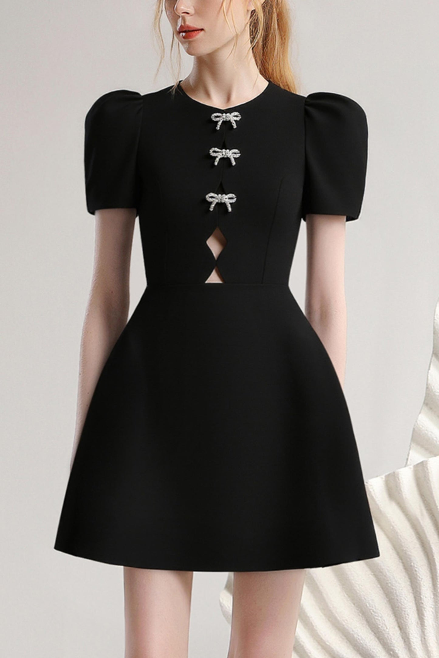 Bow-Accent Black Dress