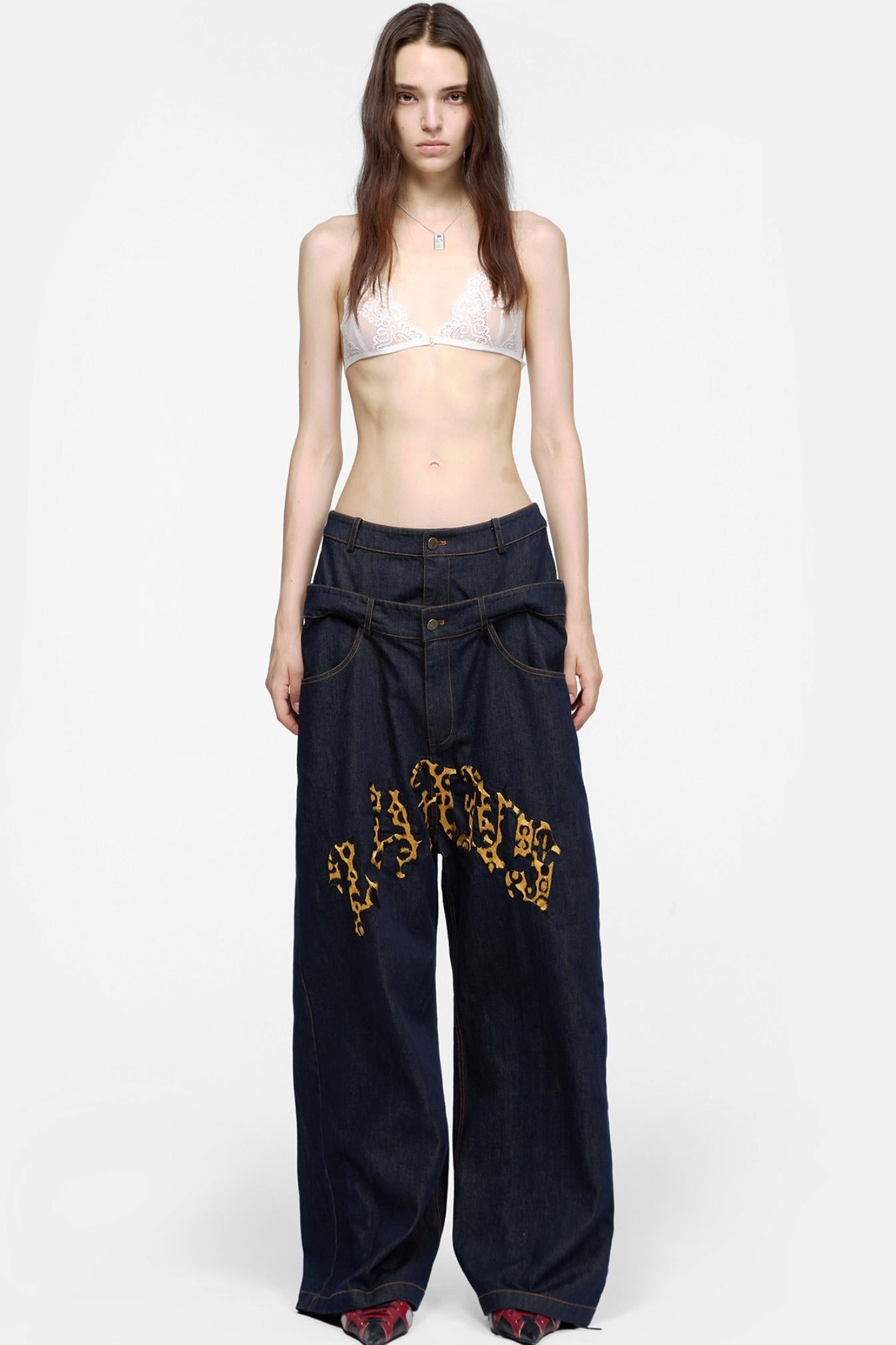 Double Waist Dropped Jeans