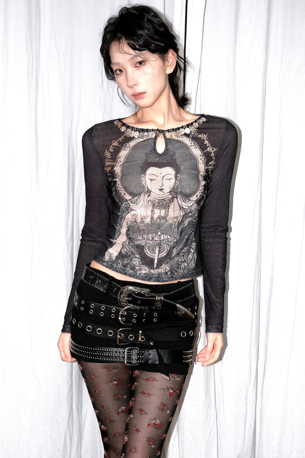 Bliss Black Velvet Mesh Top