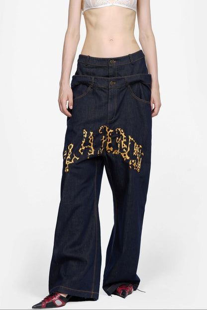 Double Waist Dropped Jeans