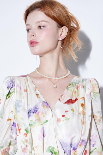 French Vintage Satin Jacquard Temperament Dress