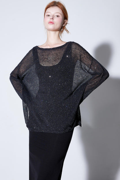 Lightweight Linen Sequins Knit Top