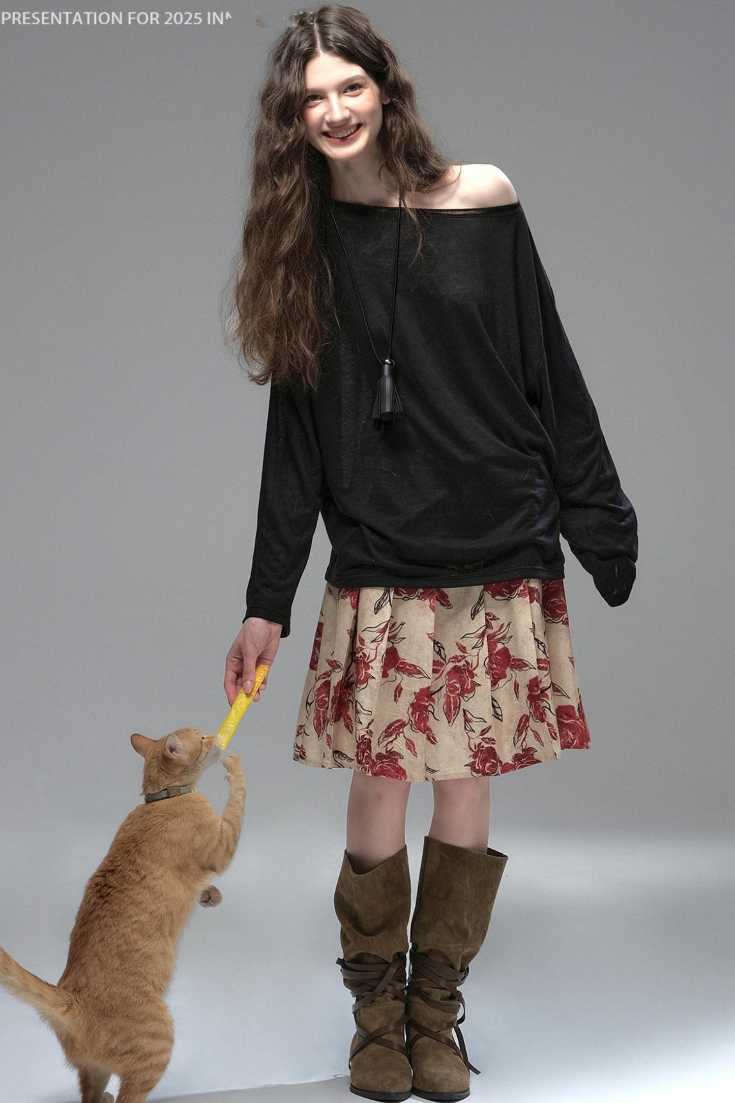 Wind Etched Flowering Pleated Skirt