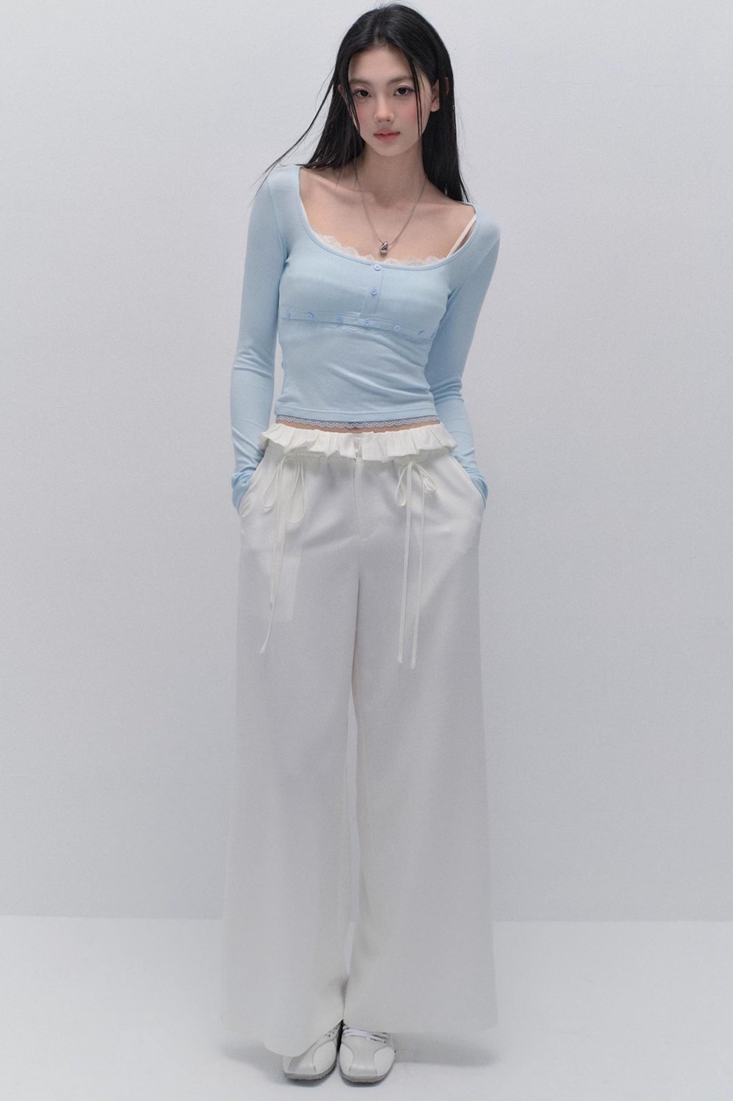 White Lace Mop Pants