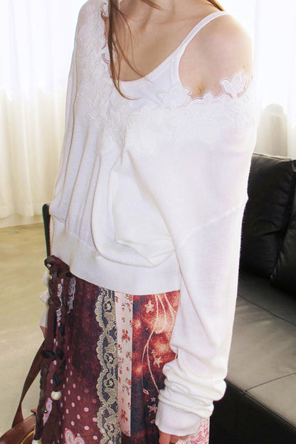 Sunset Lily Lace Knit Vest Top Set