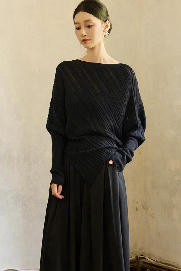 Lazy Bat Sleeve Wool Pullover Sweater