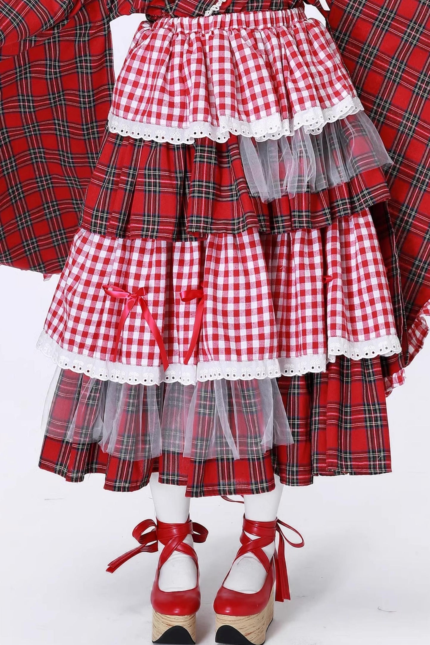 Japanese Lolita Plaid Wrap Skirt