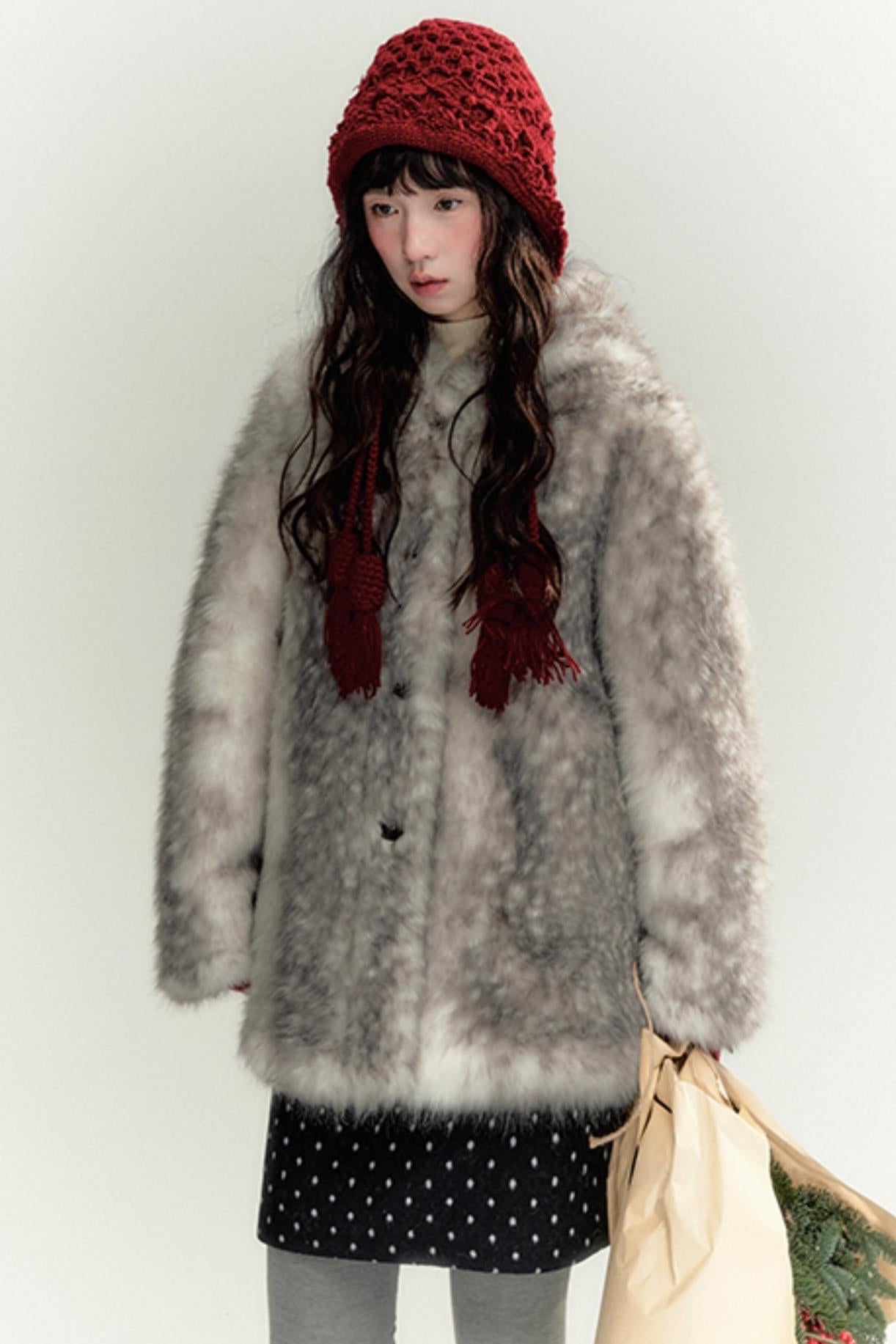 Fawn Eco Fur Hooded Coat