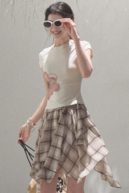 Love Ripple Plaid Skirt