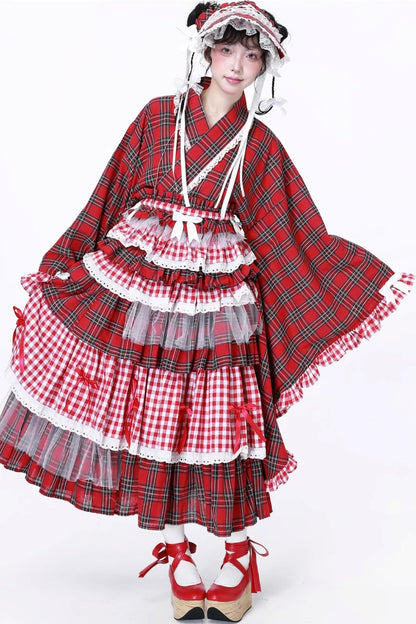 Japanese Lolita Plaid Wrap Skirt
