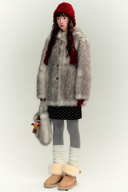 Fawn Eco Fur Hooded Coat