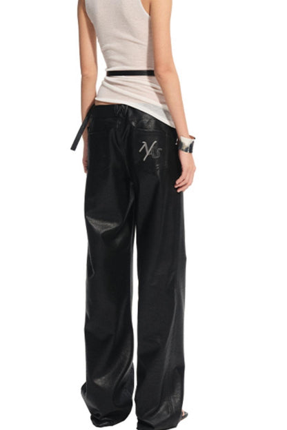 Unicorn Leather Straight-Leg Pants