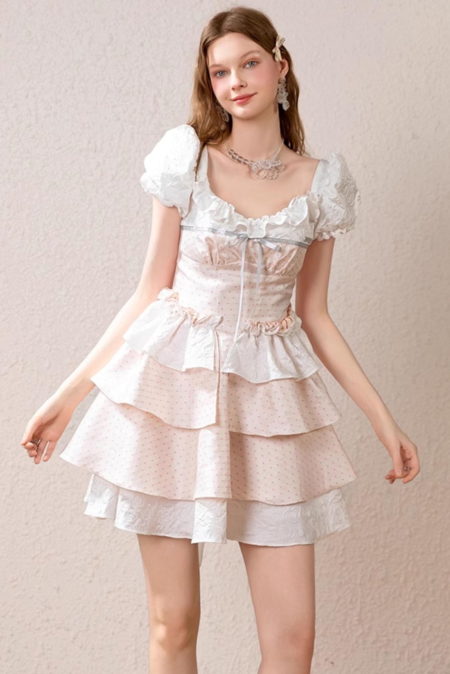 Pink & White Waist Tie Dress