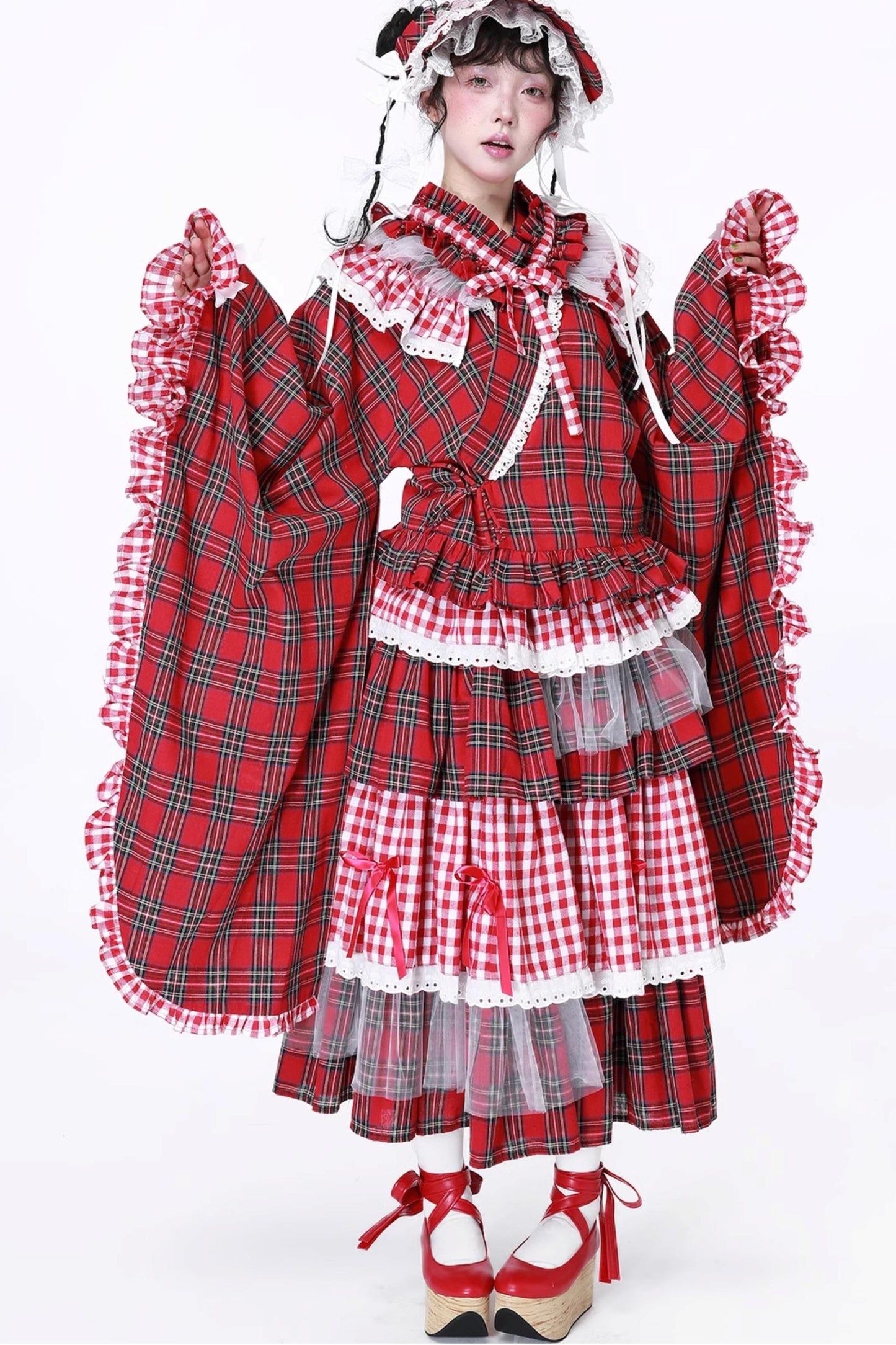 Japanese Lolita Plaid Wrap Skirt