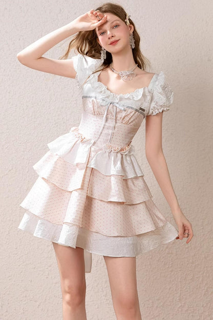 Pink & White Waist Tie Dress