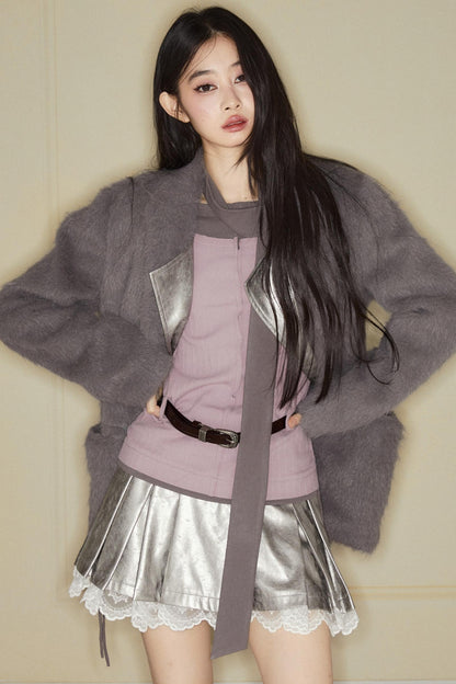 Purple White Duo Top