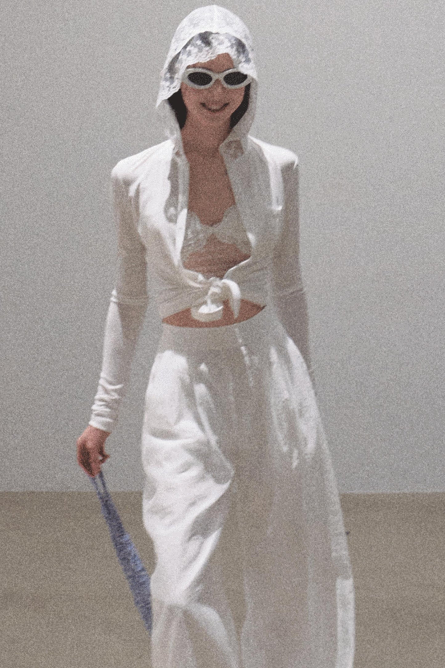 Snowflake Knit Hoodie & Patchwork Shorts Set-Up