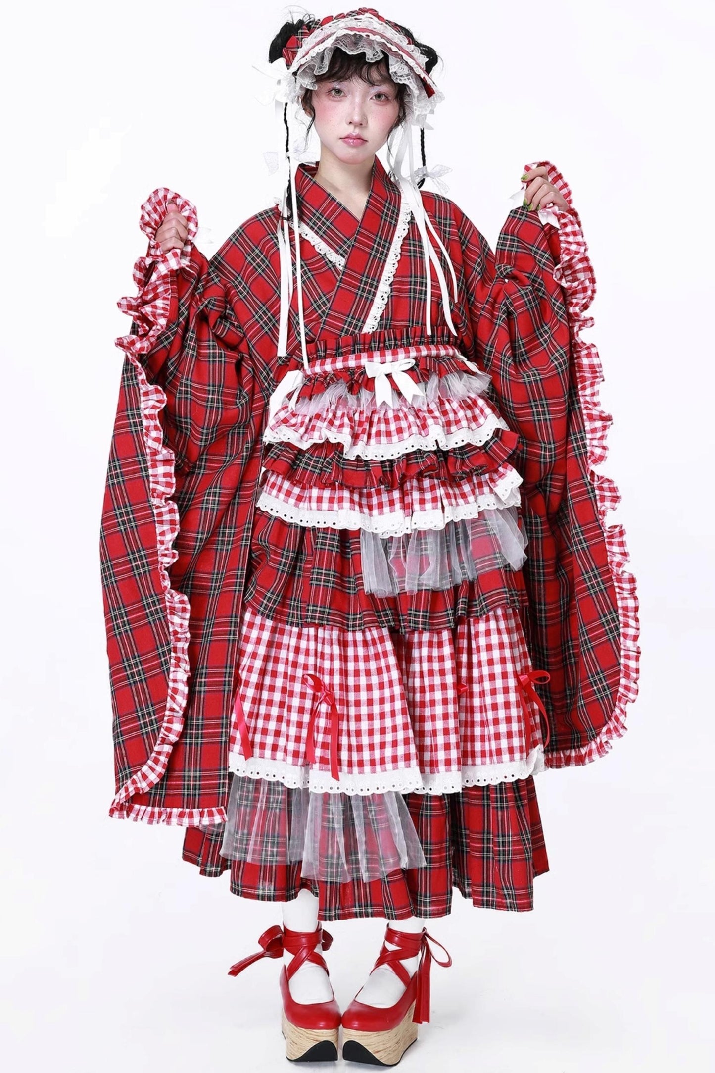 Japanese Lolita Plaid Wrap Skirt