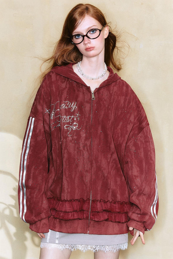 Velvet Wine Red Sweater Jacket