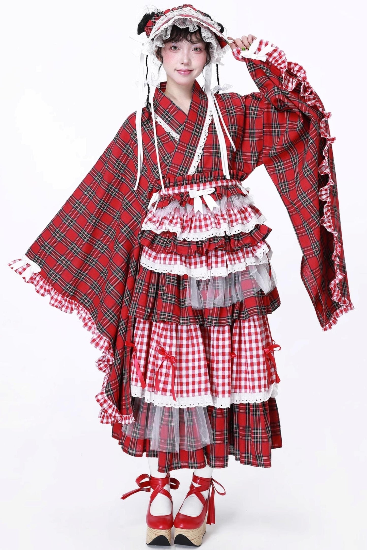 Japanese Lolita Plaid Wrap Skirt