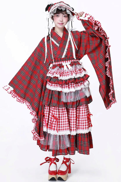 Japanese Lolita Plaid Wrap Skirt