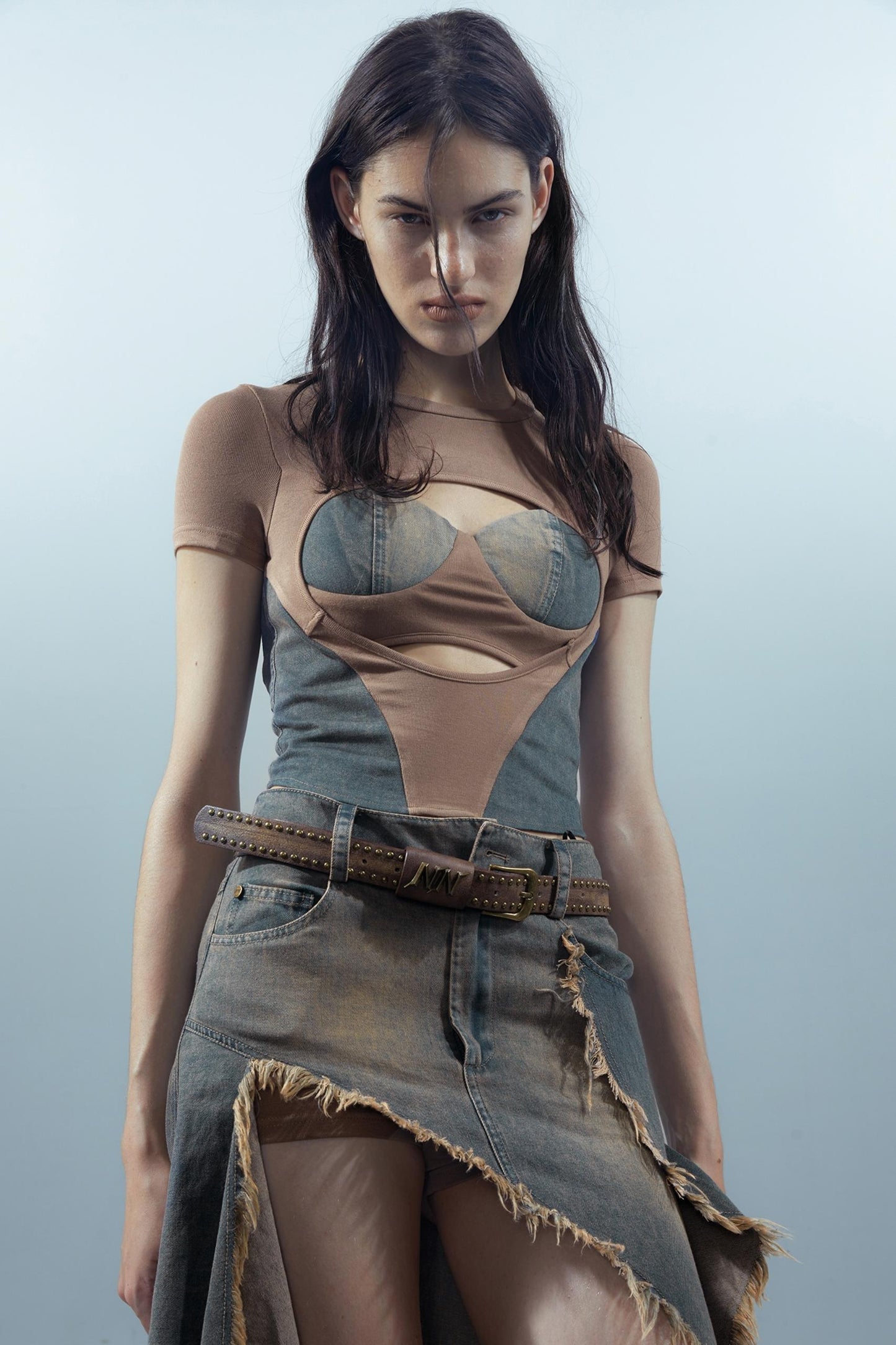 Blue Denim Patchwork Tee