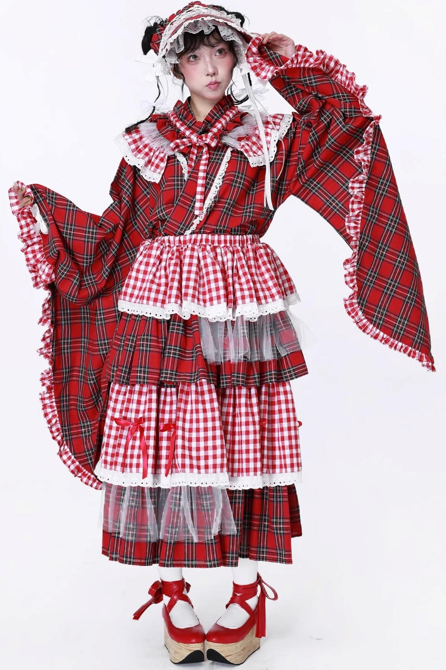 Japanese Lolita Plaid Wrap Skirt
