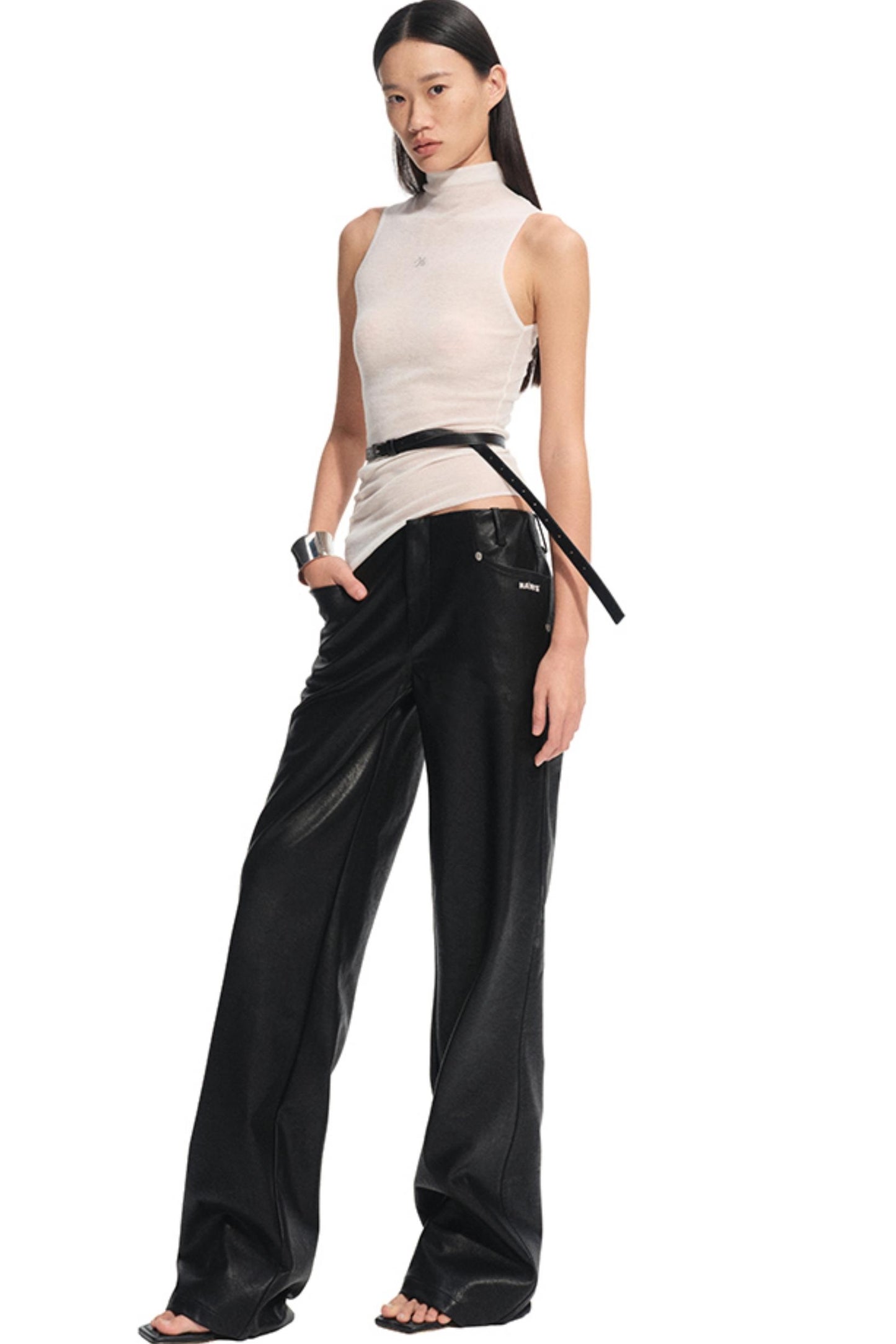 Unicorn Leather Straight-Leg Pants