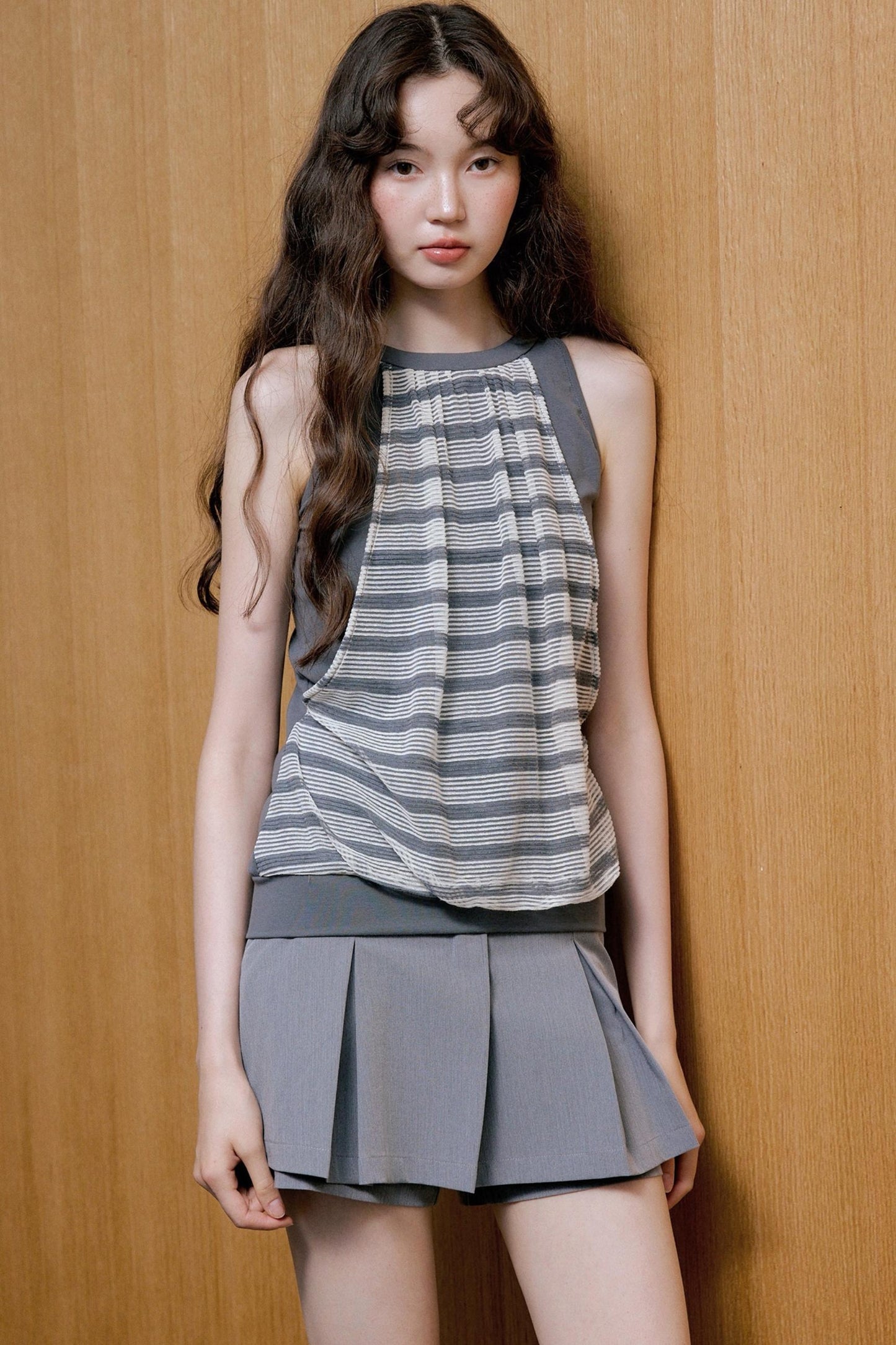 Artists Gray Pleated Culottes Skirt